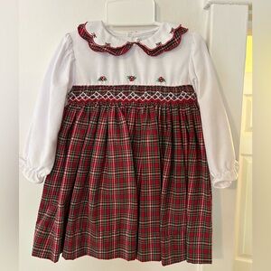 9m Petit Ami Christmas dress with smocking EUC